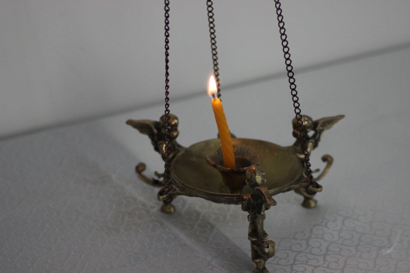 Hanging Candle Holder,Angel Figure, Vintage Candle Holder, Handmade Brass,