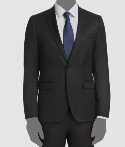 $575 Hugo Boss Mens 38S Black Extra Slim Fit Aldons Wool Suit Coat Jacket Blazer - Picture 1 of 1
