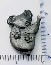 Koala Brooch Pin, Necklace, Earrings & Jewelry Box Set * Pewter * by Torino New