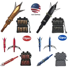 12pcs Retracted 402 Stainless Steel Blade Broadheads Compound Crossbow Arrow Tip