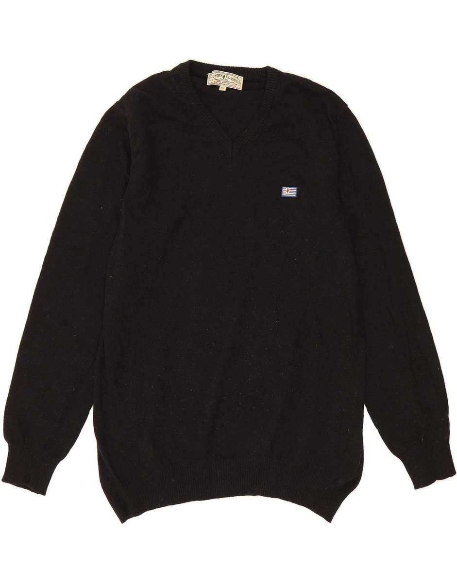 Pull Marlboro Classics Noir Homme Taille XL - Coton, Rayé, Manches Longues - Très Bon état Occasion
