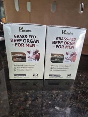 Lot Of 2 Grass Fed Beef Organ Supplement for Men - Beef Liver Capsules 120 Caps 