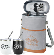 Engagement Gifts for Newlywed Couples 2025, Mr and Mrs Wine Gift Basket for Wedd