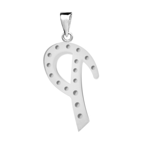 Ciondolo da donna 0,12 ct D/VVS1 forma rotonda alfabeto P in argento sterling 925 - Foto 2 di 4