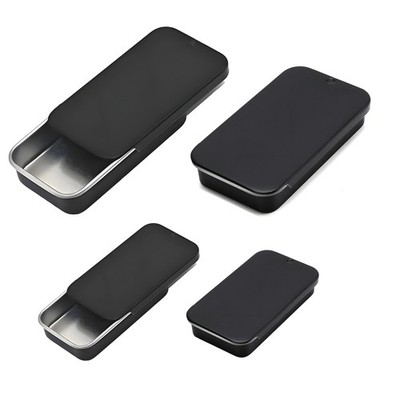 Forever bene 4 Pack Slide Top Metal Tins, Matte Black Rectangular Empty Conta...