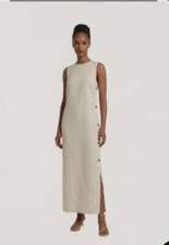 90s Vintage Carole Little 100 Linen Maxi Dress Size Med