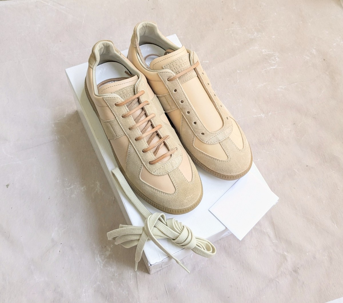 Maison Margiela GAT Sneakers Beige Men 7 40 Paint Splatter Suede