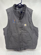 Carhartt Men  s Gray Full Zip Sherpa Lined Loose Fit Stand-Up Vest Size XL
