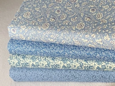 JOHN LOUDEN & ROSE AND HUBBLE FABRIC 100% cotton fat quarter bundle quality craft fabric floral delph blue B F