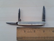 HOLLEY MFG Pocket Knife 3" Mother Of Pearl * Lakeville Conn USA * 1800s Estate