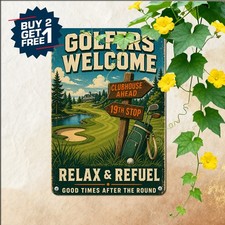Numbered Holes Country Club Layout Iron Golf Course Map Metal Tin Sign