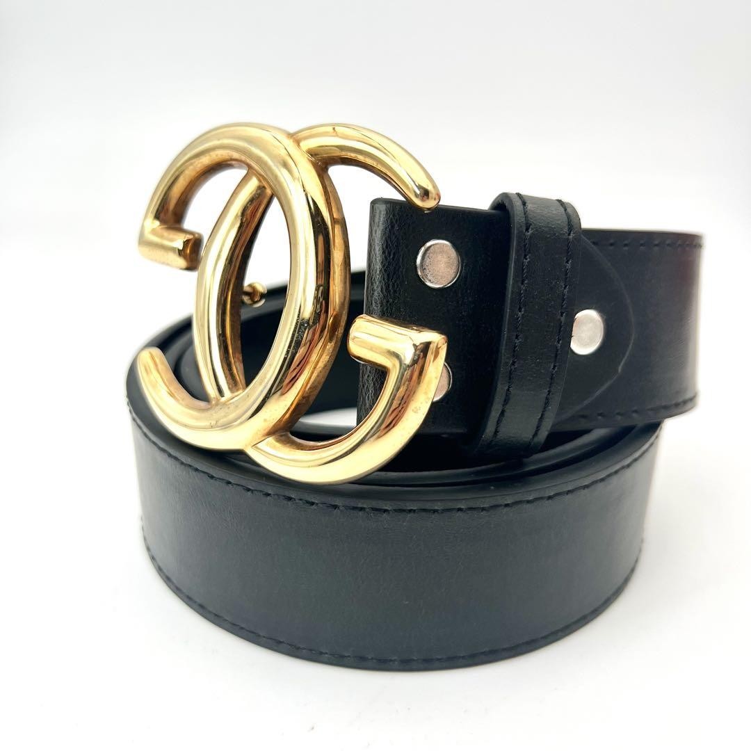GUCCI GG interlocking gold buckle belt in black leather made in Italy pre-owned