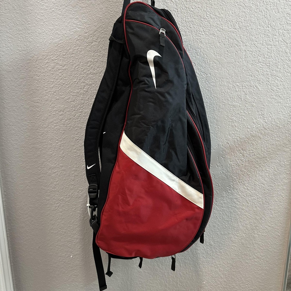 Nike Tennis Racquet Bag Backpack Black Red White Dual Strap BA2421 Swoosh Court | eBay UK