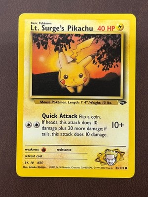 Lt. Surge's Pikachu 84/132 Gym Challenge Common Pokemon Card LP NM