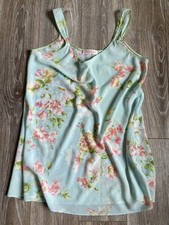 Oscar De La Renta CHIFFON Chemise Flowing AQUA FLORAL Women’s MEDIUM Lingerie