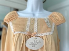 NWT Vintage Miss Elaine Nightgown- Med- Silky Nylon Lingerie - Apricot