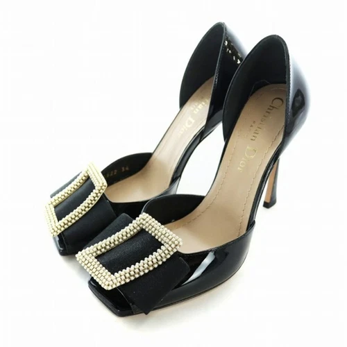 Sandales Dior Christian IDYLLE bout carré bijou logo ruban talons hauts occasion 07154