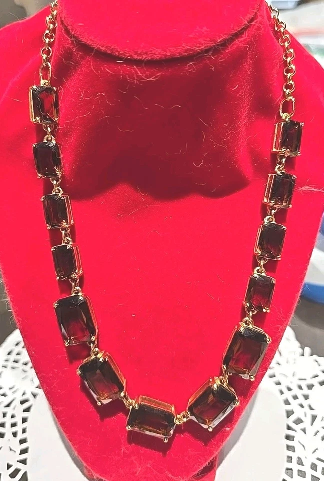Kate Spade Runway CHOCOLATE BROWN Large Glass Necklace - Image 3 of 4