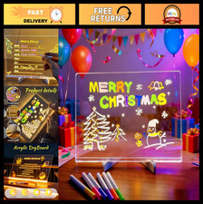 Colorful LED Light-Up Dry Erase Board with Stand  7 Markers - 11.8"x7.9