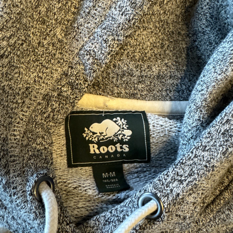 Roots Hoodie Womens Medium Beige Sweatshirt Sweater Gray Black - Image 3 of 4
