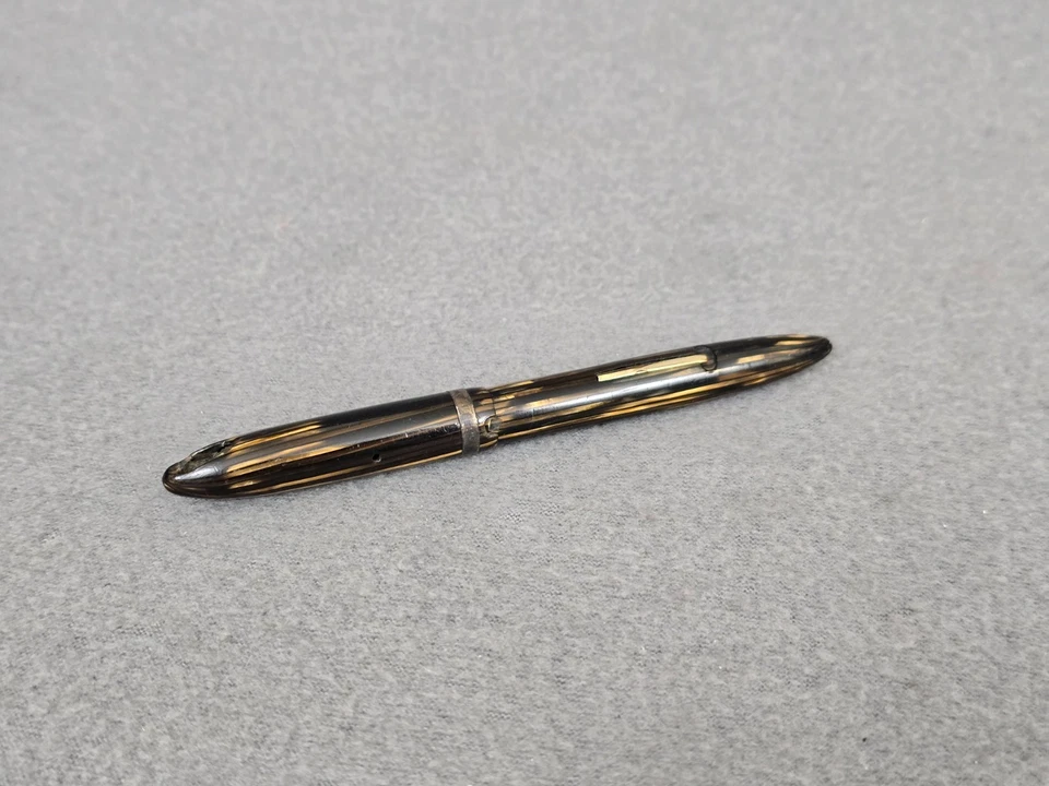 Pluma Estilográfica Estriada Marrón Sheaffer Balance DE POR VIDA Plumín Fino - ¡LEER! Foto 2 de 4