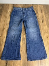  Denim Womens Jeans Size Large Wide High Waist Light Wash Blue