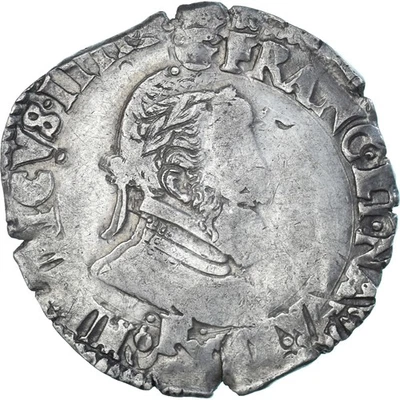 Monnaie, France, Henri IV, 1/2 Franc, 1604, Angers, Tréflée, TB, Argent - Photo 1/2