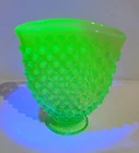 Vintage Fenton Green Uranium Opalescent Hobnail Fan Vase *Please Read*