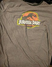 VTG Jurassic Park Dinosaur Classic Logo Black T Shirt Officially License Boys XL