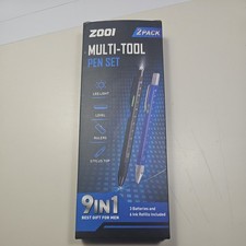 9-in-1 Multitool Pen Set 2PCS with 6 Refills Screwdriver Ruler Stylus Gift men