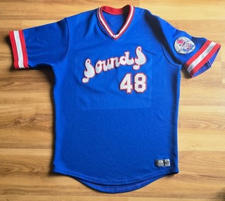 Nashville Sounds Game Used MiLB Jersey #48 Blue throwback!