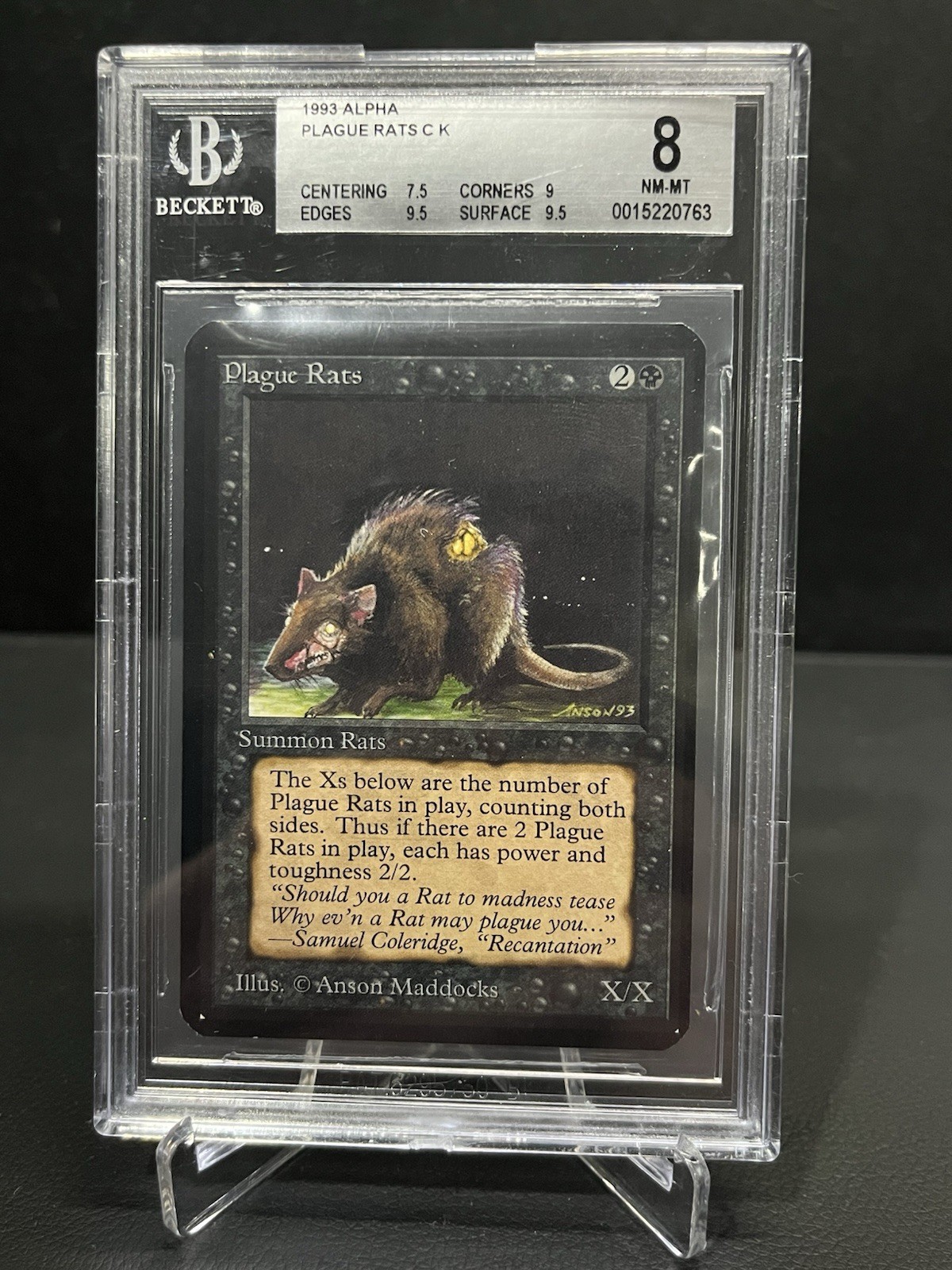 Plague Rats 1993 Alpha MTG BGS 8 NM-MT Graded English 0015220763