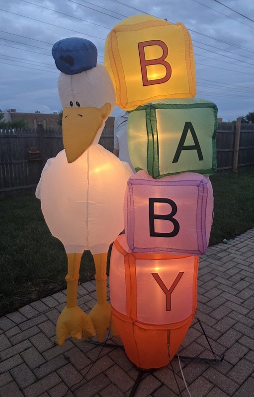 GEMMY 2004 6ft TALL GENDER REVEAL SWAN & BLOCKS AIRBORNE INFLATABLE- IN OG BOX