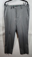 Chaps Pants Mens 34x32 Gray Dress Slacks Flat Front Stretch Classic Fit Office