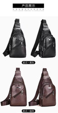 Fashion Men's Chest Bag Outdoor Messenger Bag PU Leather Multi-layer Mobile Phon