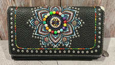 Montana West Wallet Colorfully Bead Black Tribal Floral Print Concho Collection
