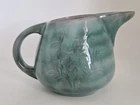 Stangl Pottery Vtg Green Glazed with Incised Floral Design Pitcher - EUC!