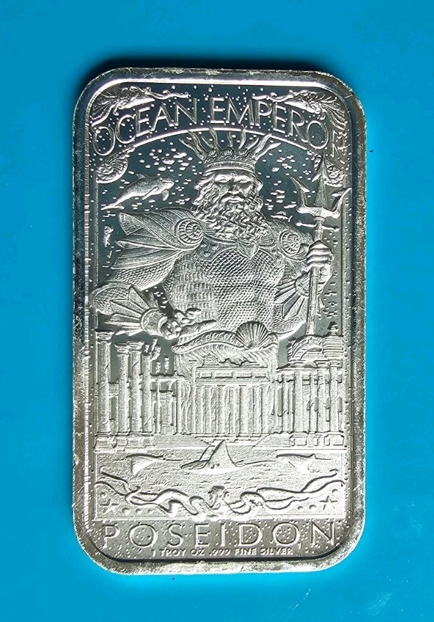 Mason Mint 1oz Silver Bar - Lost City of Atlantis Ocean Emperor