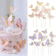 20Pcs 3D Butterfly Cake Toppers, Pink Purple Cupcake Toppers for Girls Women Bir