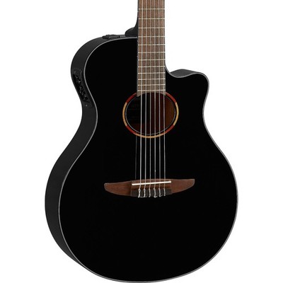 Yamaha NTX1 Thinline Acoustic-Electric Classical Guitar, Solid Spruce Top, Black