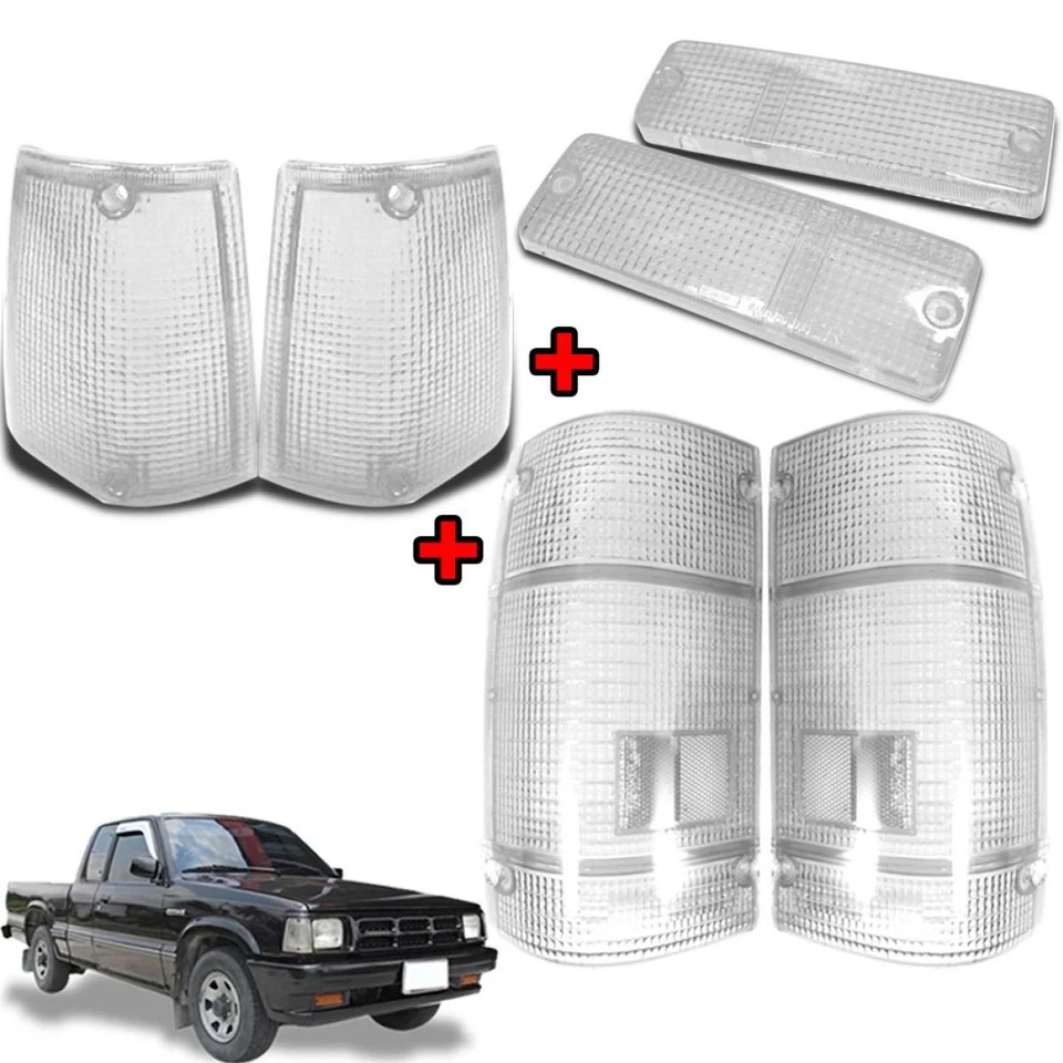Set Corner Bumper Lamp Tail Light Clear Lens For Mazda B2000 B2200 B2600 1985-98 - Image 2 of 4