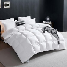 Premium Goose Down Comforter Full Size, 100 Organic Cotton Fabric, All Season