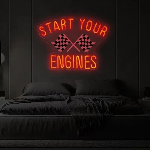 Start Your Race Flex Neon Sign 24"x22" Light Man Vintage Car Garage Wall Decor
