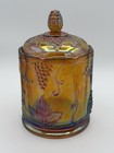 Vintage Indiana 7" Harvest Grape Canister Marigold Carnival Glass Jar & Lid  — photo 1