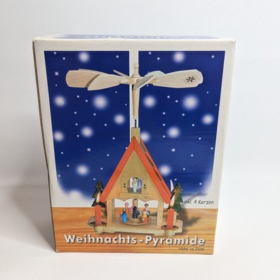 Vintage German Christmas Pyramid Carousel Weihnachts Pyramide Alpine House