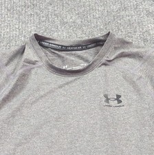Under Armour Shirt Mens Large Gray Slim Fit Compression Short Sleeve HeatGear