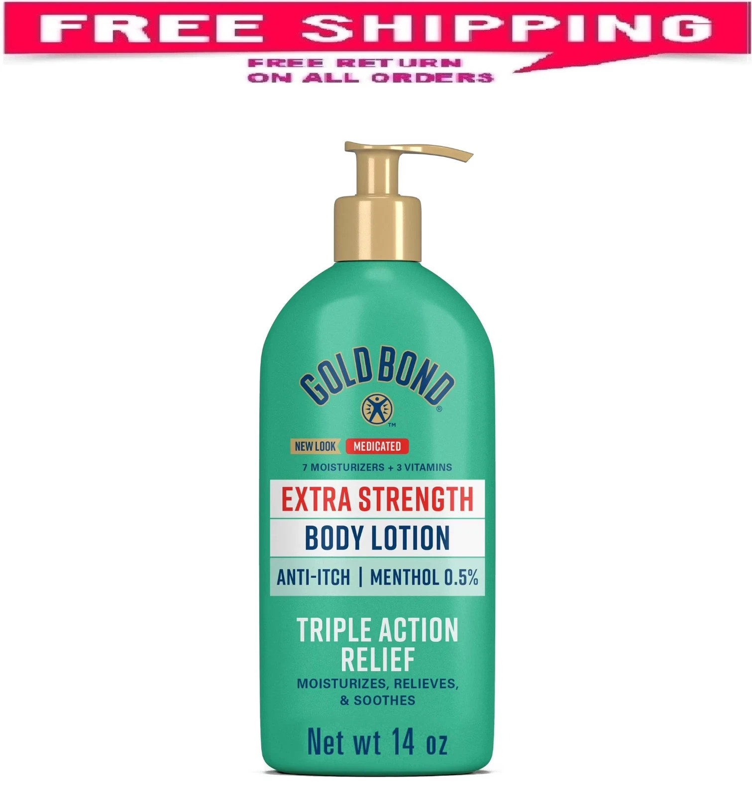 Gold Bond Lotion, Medicated Extra Strength Body, 14oz Bottle