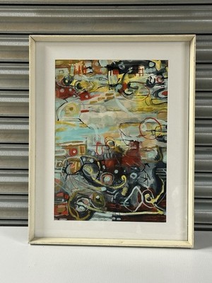 Vintage 60er / 70er Jahre Mixed Media Abstraktes Kunstwerk von Ian Taylor - gerahmt
