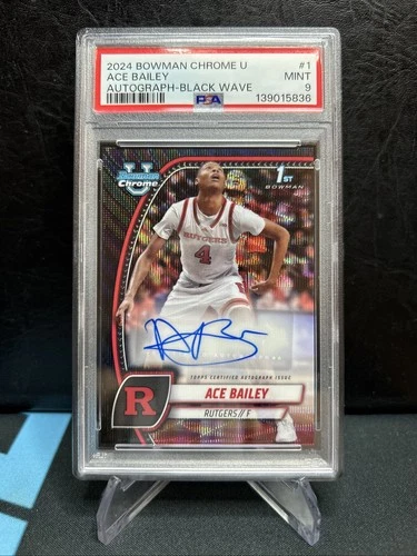 ACE BAILEY 2024-25 Bowman U Chrome #1 Black Wave 1st Bowman Rookie RC Auto PSA 9