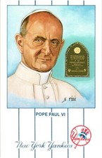 Pope Paul VI Postcard New York Yankees Monument Park Series 1 Card No. 9